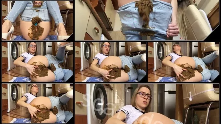 [ScatShop com] Monster Shit in Light Blue Jeans – EllaGilbert [solo, anal, smearing, masturbation, amateur, scat]
