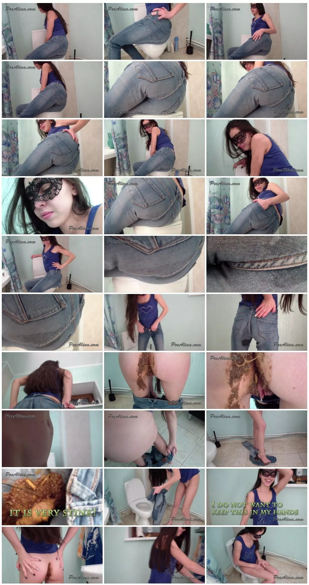 Alina pooping and fart in jeans after a fish with beer [Scat solo, shit, defecation,Masturbation ,Piss,Jeans in shit]