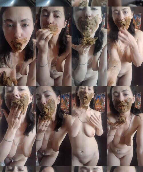 LiliXXXFetish Poo Naked in Kitchen Sink, Smearing Face, Mouth Full of Poo