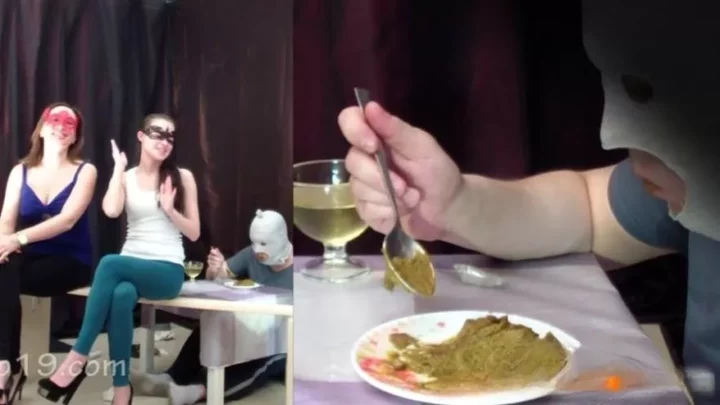 Smelly Milana 2 mistresses cooked a delicious shit breakfast for a submissive
